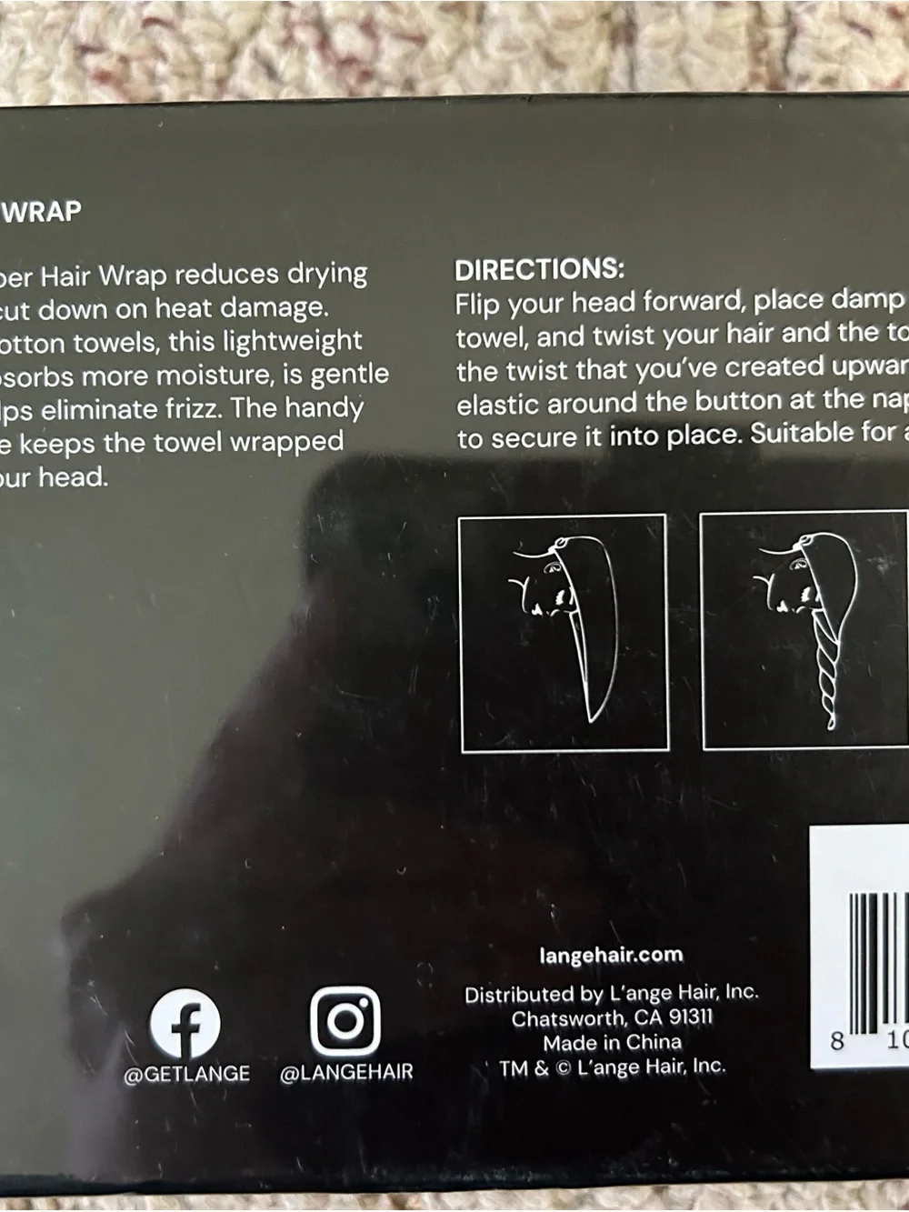 Lange-Microfiber Hair Wrap. Brand New, still has sealed wrapping on it.